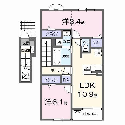 サンシャイン高塚(2LDK/2階)の間取り写真