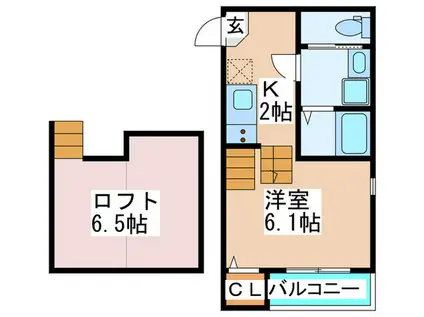 CLAVISみなと(1K/1階)の間取り写真