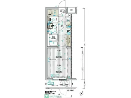ブライズ堀切菖蒲園(1K/2階)の間取り写真