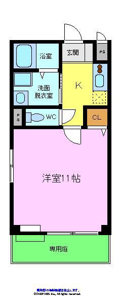 メゾンなか2(1K/1階)の間取り写真