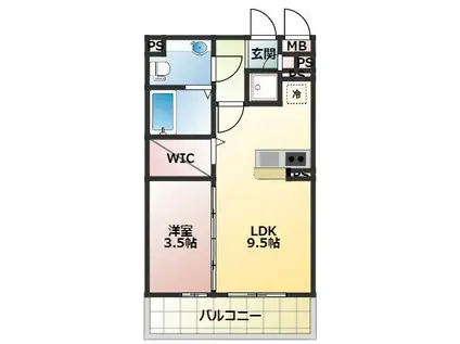 憩ハイツ(1LDK/1階)の間取り写真