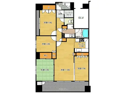 セレーノ福島(4LDK/9階)の間取り写真