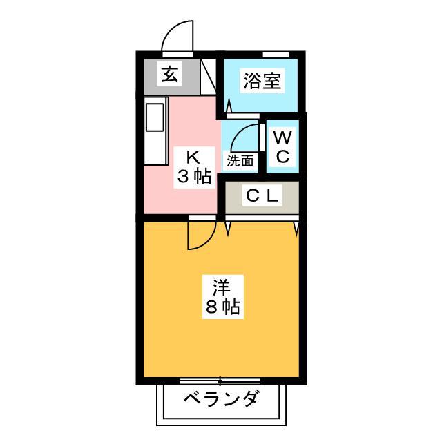 カーサ アクトレスA(1K/2階)の間取り写真