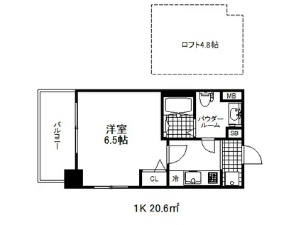 エステムコート神戸・県庁前Ⅳグランディオ(1K/8階)の間取り写真