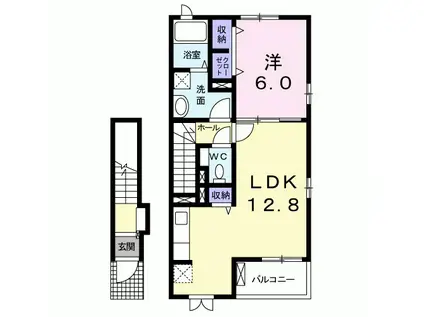 サンモリッツ アルフォーレ(1LDK/2階)の間取り写真