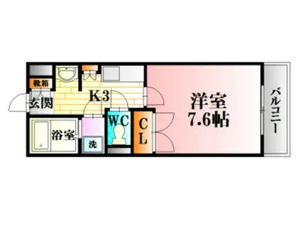 レジデンス折出(1K/4階)の間取り写真