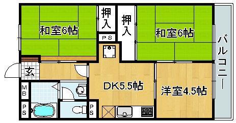 寺田ハイツ(3DK/3階)の間取り写真