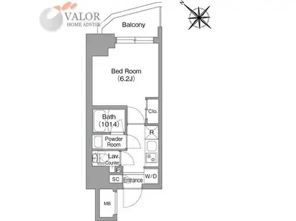 コンフォリア・リヴ横浜平沼(1K/8階)の間取り写真