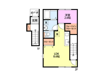 メゾン・ドゥ・イロンデール(1LDK/2階)の間取り写真