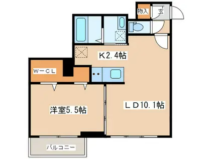 カレラ緑丘(1LDK/2階)の間取り写真