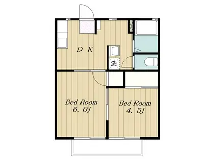 グリーンヴィラ旭(2DK/2階)の間取り写真