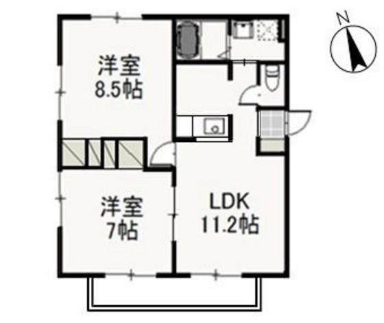 ティエラ B(2LDK/2階)の間取り写真