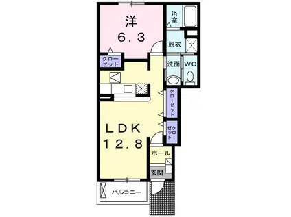 サニー・レジデンスE(1LDK/1階)の間取り写真