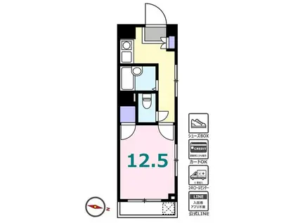 ベイサイド浅間町マンション(1K/4階)の間取り写真
