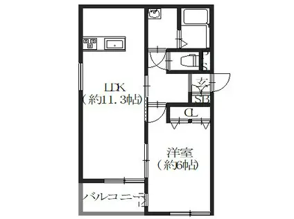 CHLORIS (1LDK/3階)の間取り写真