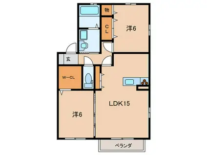 ECO SOLEIL C棟(2LDK/2階)の間取り写真