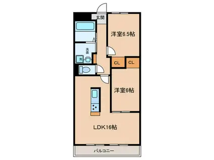 レジデンス光和2(2LDK/4階)の間取り写真