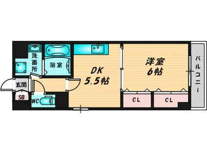 キューヴ(1DK/4階)の間取り写真