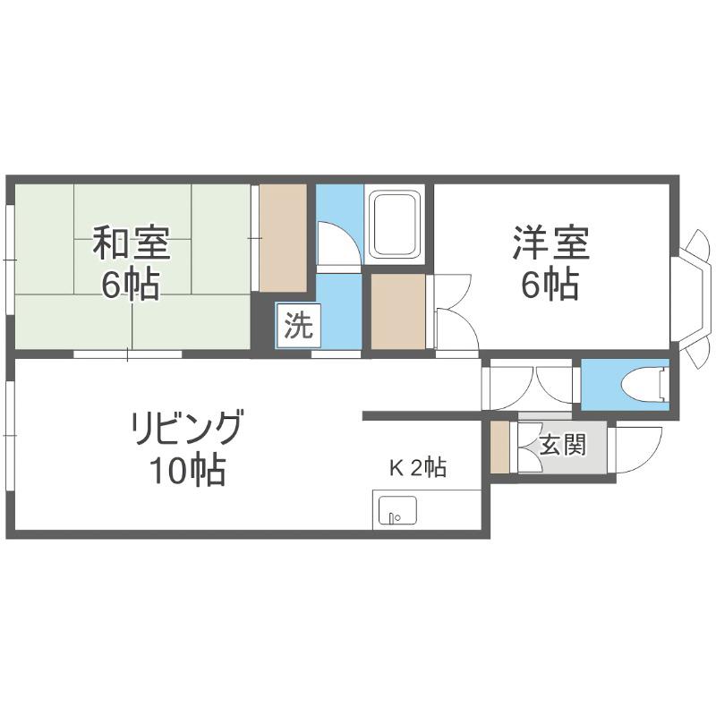 ルミエール山鼻(2LDK/1階)の間取り写真