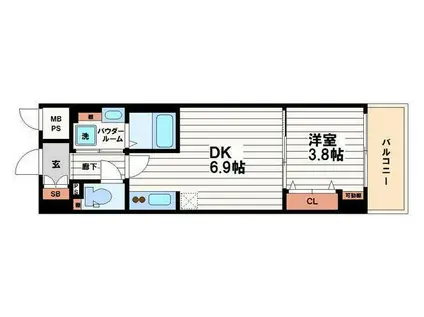 レオンコンフォート本町東II(1DK/6階)の間取り写真