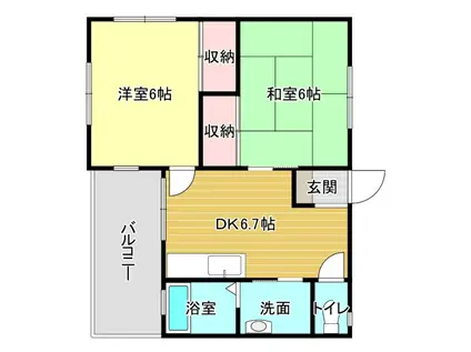 BLOOM COURT(2DK/1階)の間取り写真