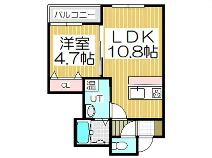 エクスセンス(1LDK/1階)の間取り写真