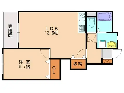 ストロベリーB(1LDK/1階)の間取り写真