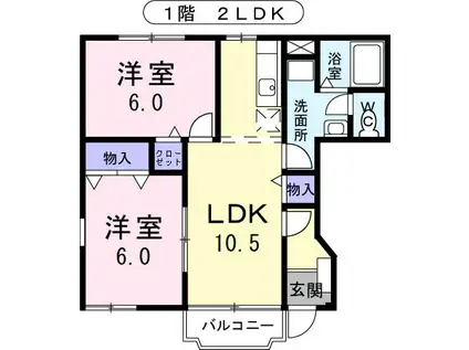 スト-ンウェルI(2LDK/1階)の間取り写真