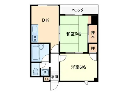 Kレジデンス浅草(2DK/2階)の間取り写真