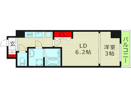 リアライズ鶴橋東II(1LDK/2階)の間取り写真