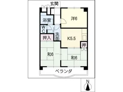 コーポ濱見(3K/1階)の間取り写真