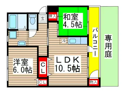 船橋グリーンハイツ3号棟(2LDK/1階)の間取り写真