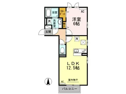 レガーロII(1LDK/1階)の間取り写真