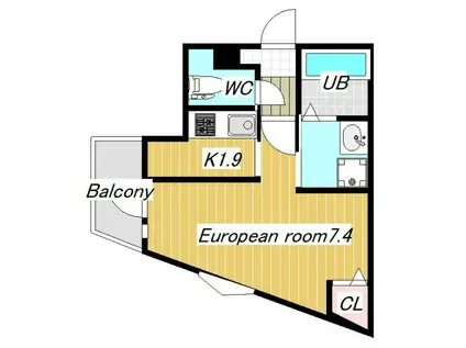 ウルス・ラヴァンド(1K/2階)の間取り写真