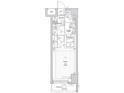 プレミアムキューブ両国(1K/7階)の間取り写真