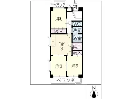 サンメゾンノモト(3DK/2階)の間取り写真