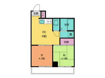 ルミエール蒔田(2DK/4階)の間取り写真