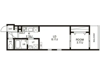 シェリム竹下イースト(1LDK/1階)の間取り写真