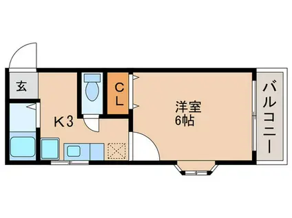 パラドール常盤III(1K/1階)の間取り写真