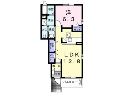 エクセレント・ヴィラ III(1LDK/1階)の間取り写真