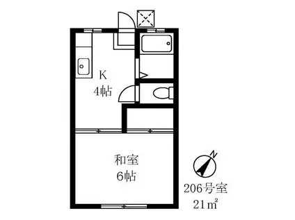 コーポ金子Ⅰ(1K/1階)の間取り写真