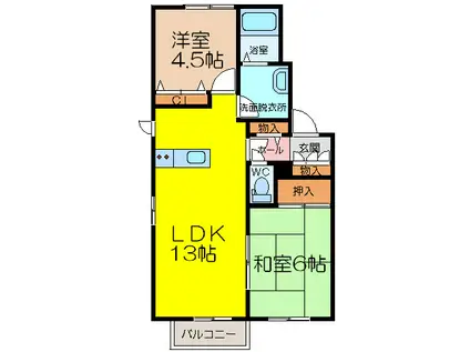 ラグランプレーン医大北(2LDK/2階)の間取り写真