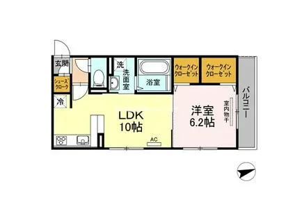 ジャスミンHYM I(1LDK/2階)の間取り写真