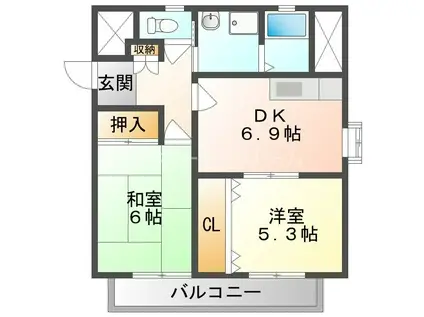 パレ菊水(2DK/4階)の間取り写真