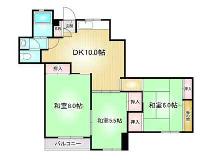 森島ビル(3DK/5階)の間取り写真