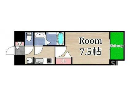 プレサンス大阪都島エレナード(1K/7階)の間取り写真