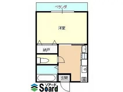 ハイツフレンド力丸I(1K/2階)の間取り写真