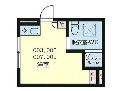 NIBI(ワンルーム/4階)の間取り写真