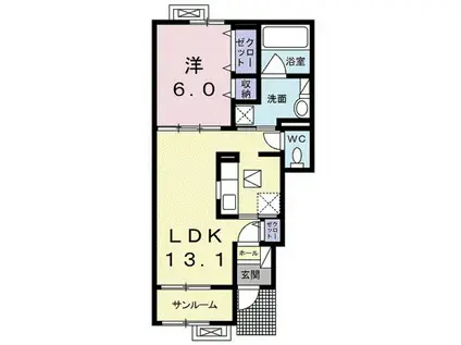 ソフィア(1LDK/1階)の間取り写真