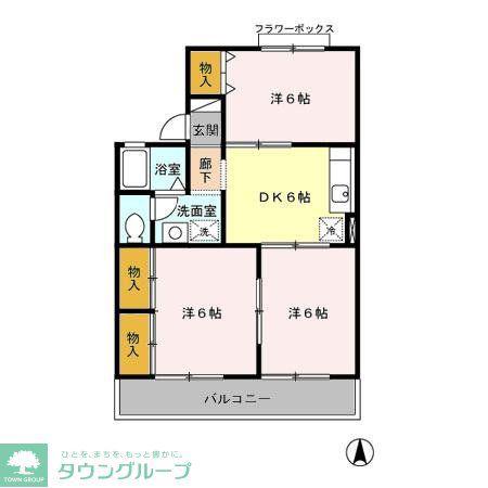 サニーコーポ富士見B(3DK/2階)の間取り写真